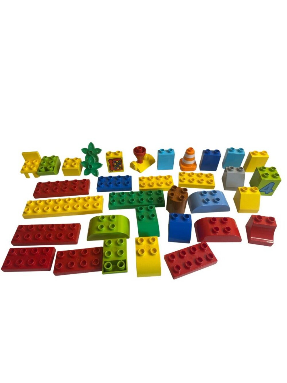 LEGO Duplo Lot of Flat Bricks Slopes Traffic Cone 1x2 Cylinder Flowers Etc. Bulk - Picture 1 of 6